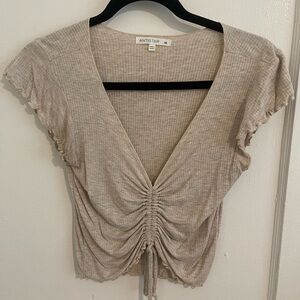 Beige Adjustable Ruched Women Top